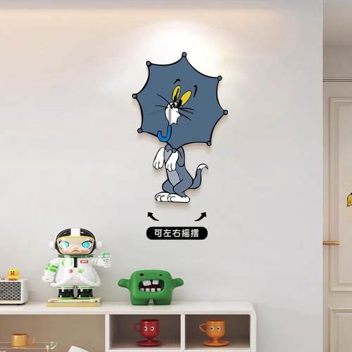 猫和2老猫鼠挂钟客厅DENG—54025新款通创意汤姆摇摆钟表免打卡孔