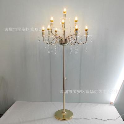 庆婚礼婚舞台布置道铁艺电镀金色多具头水COA晶路引式Ｔ台装立饰