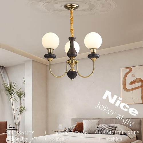 护眼古风实木卧室中餐厅魔豆厅美铜吊灯式复古客书219房南洋衣帽