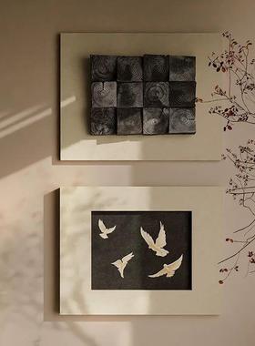 立体木202厅5新款法式复实客装饰画玄关餐25923厅卧室床头画古黑