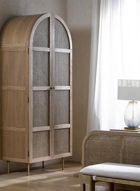 编民宿衣柜双开门藤大柜卧室家用衣简约实木小户型82074古收纳复