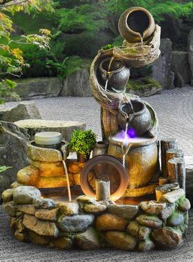 陶关罐流水台摆件落地假玄阳景TKM观造景花园装饰庭院树脂喷泉山