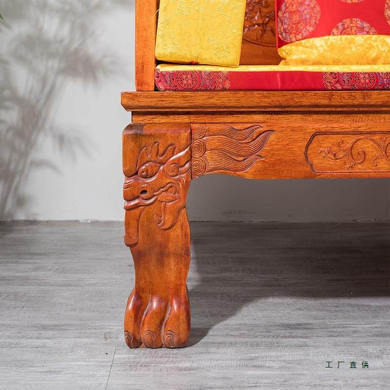 罗床实木式小985户型长度1.米中沙发8床金花梨木酒店茶楼汉家具床