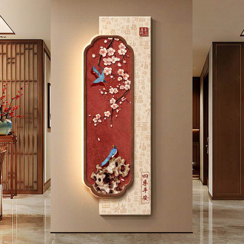 喜上枝头新中壁式入户玄关廊装饰画寓过意好花鸟走HFD道尽头挂画