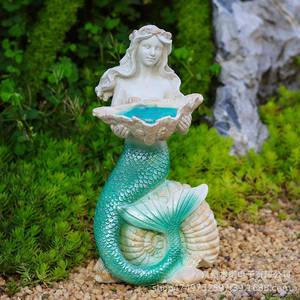 美人鱼公主装饰摆件树脂庭院太阳能桌面海洋水族馆美人鱼雕像摆件