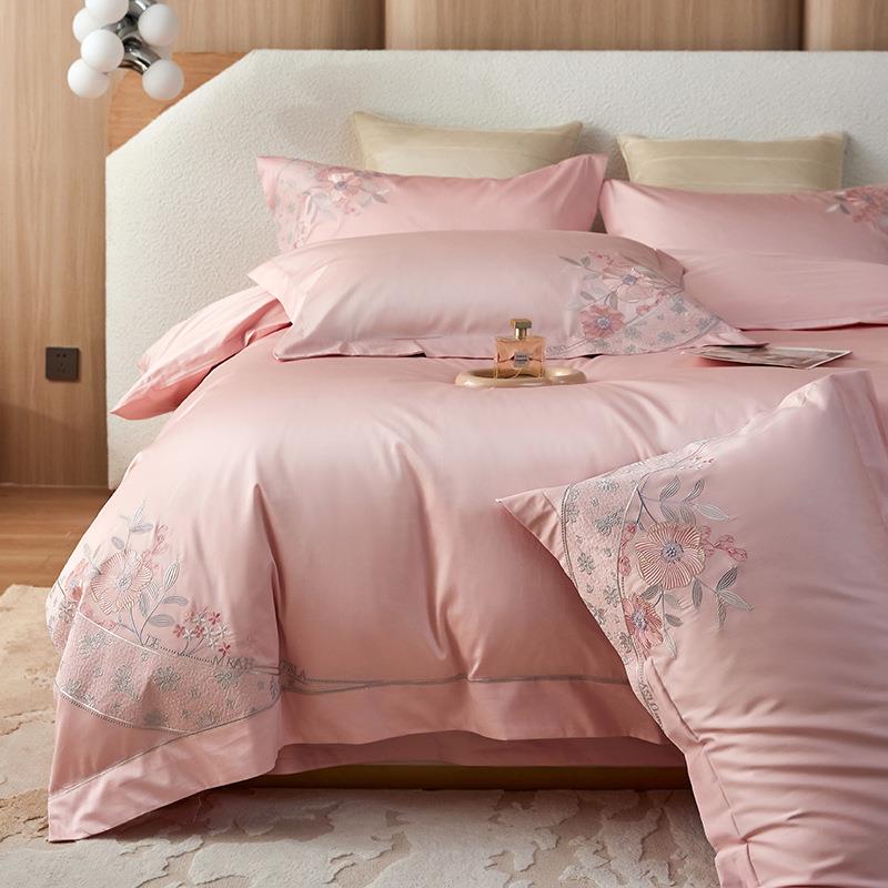 180支匹马棉刺绣纯棉四件套全棉被套床单床笠高端件套刺绣款