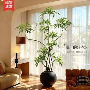 仿真绿植十大功劳客厅落地中古风大型盆栽摆件高级室内仿生植物树