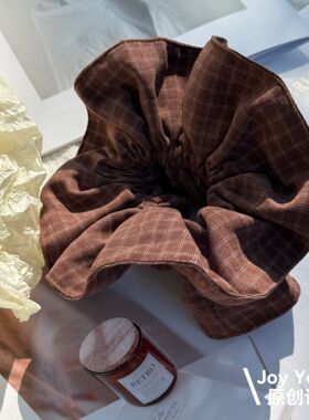 【浮世绀罗】日韩复古格子学院风蛮腰大发圈原创设计高级蛮腰发圈