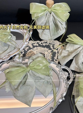 【紫烟绿雾】超仙网纱大蝴蝶结飘带马尾抓夹搭配裙子气质温柔抓夹
