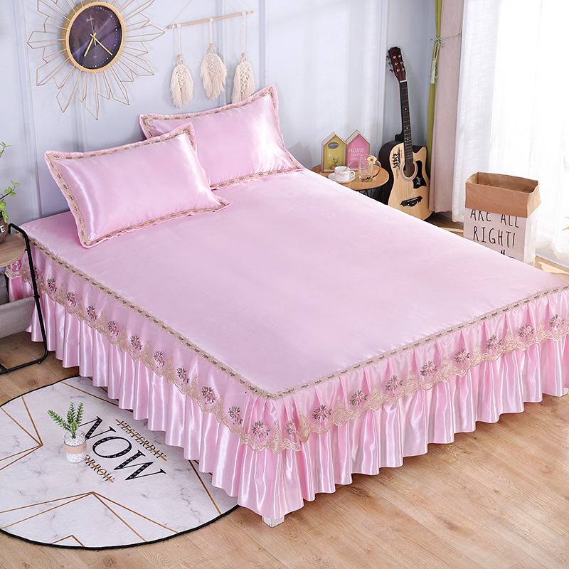 2022新款 公主床罩床裙式防滑单件1.5m1.8m蕾丝花边防尘罩三件