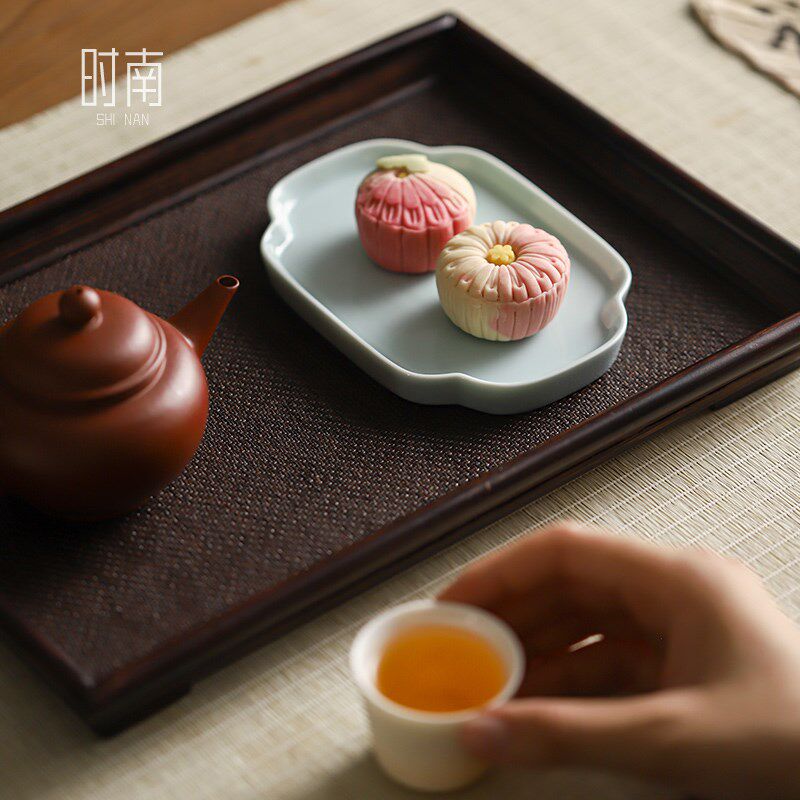 陶瓷糕点摆盘中式小精致茶点点心盘零食小吃碟托盘紫砂壶承干泡台