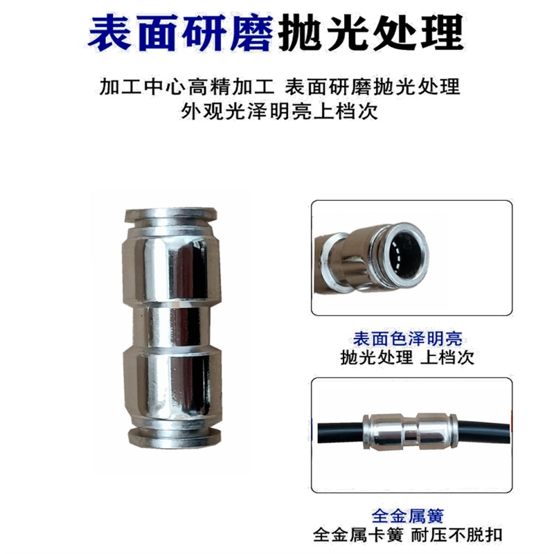 货车气管快速接头高压不锈钢刹车挂亚太管气动PU直通尼龙快插配件