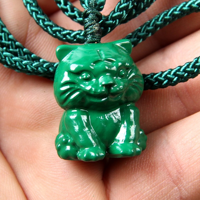 东阳木雕实木红木工艺品紫檀木十二生肖老虎绿色红色木质吊坠挂饰