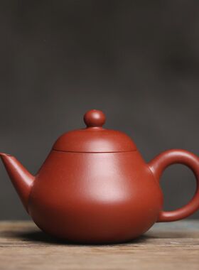 复古 剑式梨壶 宜兴紫砂朱泥吴建强功夫茶壶手把壶出水断水好茶具