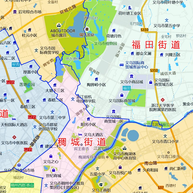 义乌市地图202行政区划图贴图简版地图覆膜防水地图定制高清粘墙