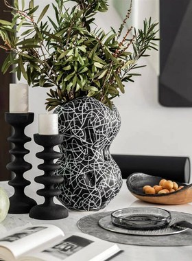 E-Pin 逸品家居软装样板房装饰摆件搭配设计餐厅烛台花器果盘餐桌