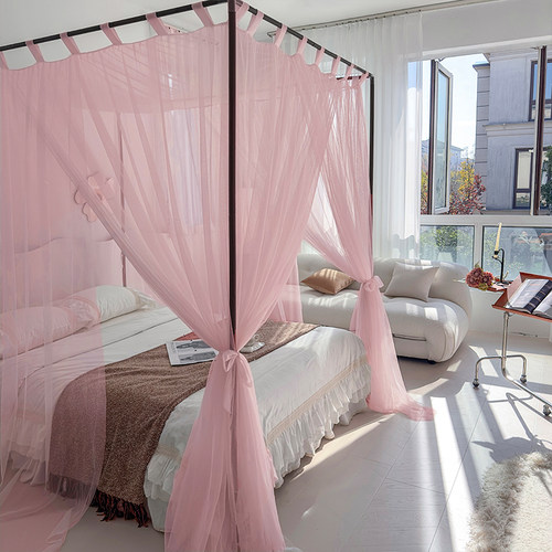 公主风穿杆落地宫廷蚊帐家用2024新款法式卧室防蚊床幔三开门纹账