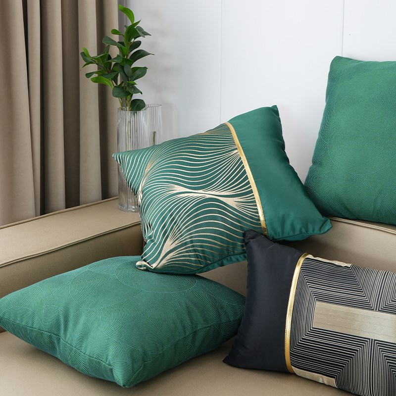 墨绿色抱枕沙发客厅酒店样板间2022年新款长条腰枕靠垫不含芯