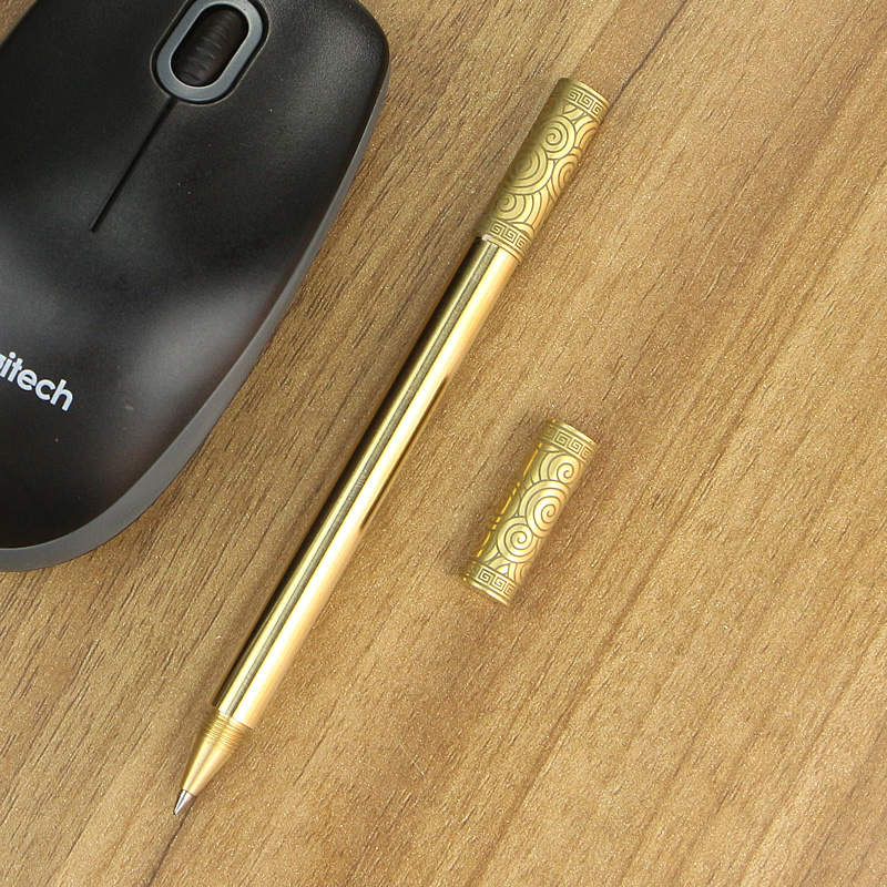 再唐如意金箍棒笔创意中性签字笔商务高档黄铜金属加长笔杆重手感