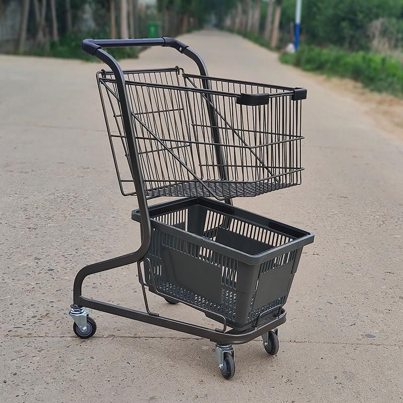 超市购物车小型手推车双层推车ktv小推车家用便利店商场购物车