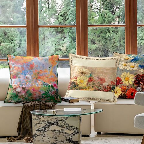 客厅沙发方形大靠枕双面天鹅绒油画抱枕套靠垫套不含芯床头靠背
