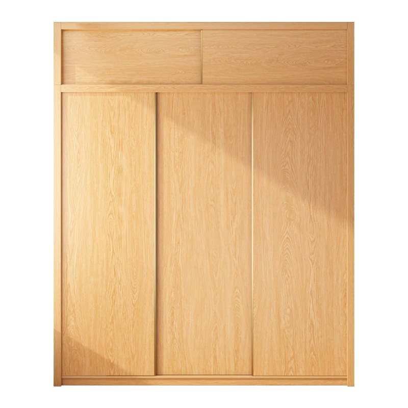 定制橡木推拉门衣柜全实木家用卧室柜子一门到顶-3米加高衣橱