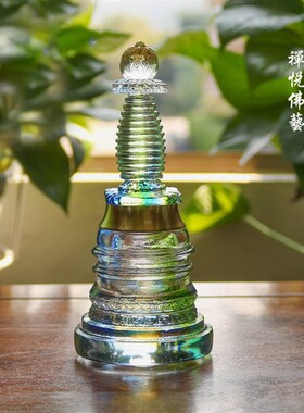 手工古法琉璃佛塔供奉宝塔嘎当塔噶琉璃舍利塔仿古摆件礼盒包邮