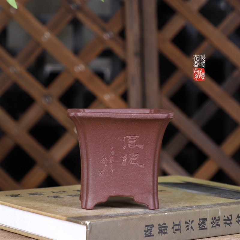 敞口四抽 精品手工紫砂小花盆 宜兴紫砂花盆 微型盆景盆