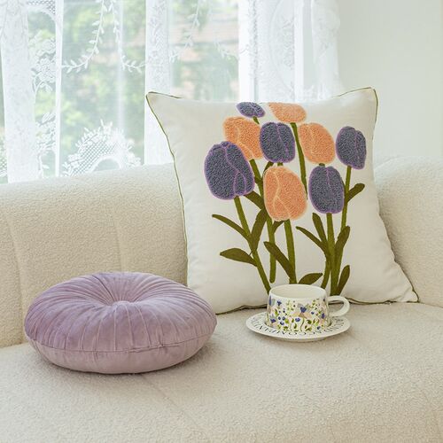 郁金香可拆卸靠枕套抱枕套不含芯新款花朵抱枕客厅沙发靠垫靠枕