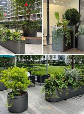 户外不锈花钢花箱隔断护栏铁艺池花箱可移动种植qzh61382槽售楼部