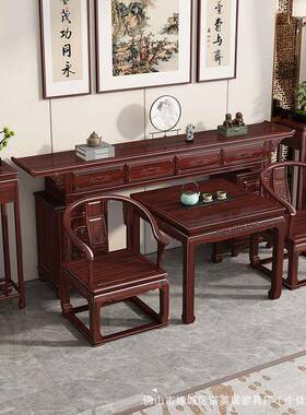 实木中堂六件套农村神台堂屋供桌新中柜头体条案翘家桌用式YQJ八