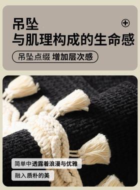 黑色雪尼尔沙YHZ发简垫纯色极发现代复古坐四垫季通用防滑皮沙盖