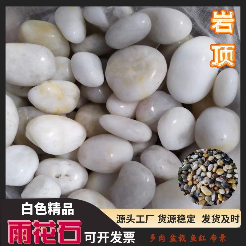 白色雨花石 鱼缸垫底五彩雨花石 园林庭院公园小路铺设雨花石