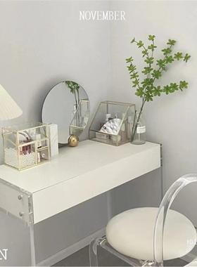 极NGH简梳妆简约现代小户型卧室奶油风克亚力台悬浮感化桌妆纯白