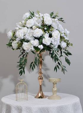 60cm绿植白色花球餐桌会议桌摆放假花婚礼求婚橱窗布置仿真桌花球