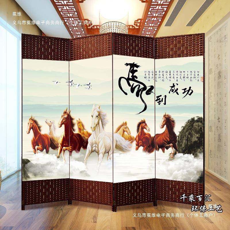 中式简易屏代风隔断985墙折屏客室厅卧遮挡简约现折移叠动布屏障