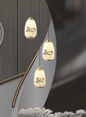 新中式全铜楼梯吊灯式现代奢轻50636仿云石别墅复楼中梯楼间旋转