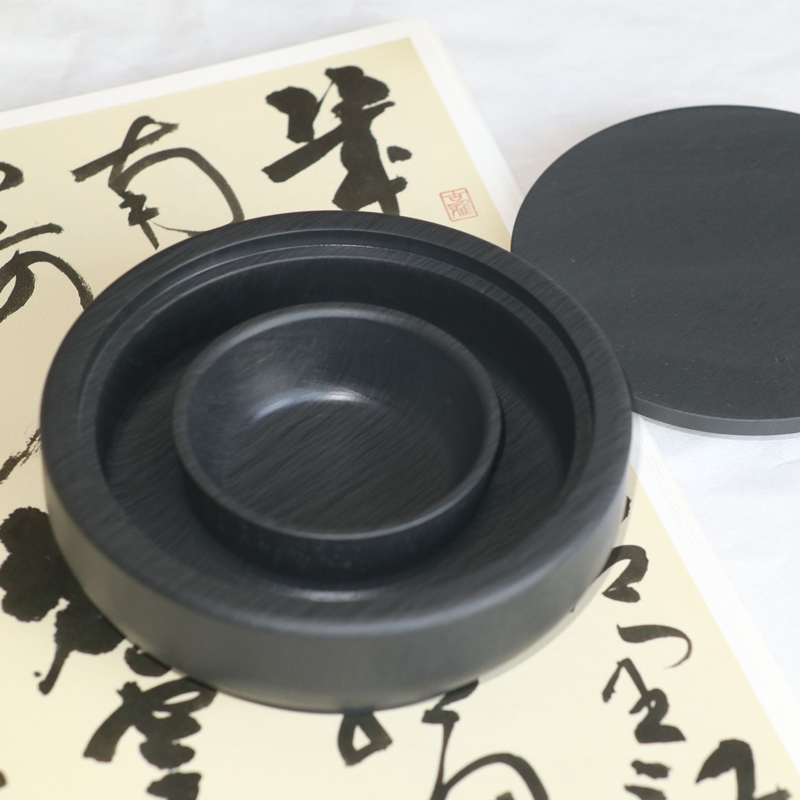 天然原石火锅砚台密封性好多功能歙砚保湿存墨汁初学文房四宝纸笔