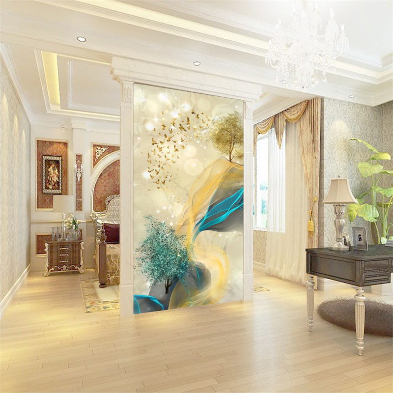 2020新款立体玄关壁纸走廊背景墙纸现代简约3D壁画书房竖版8D过道