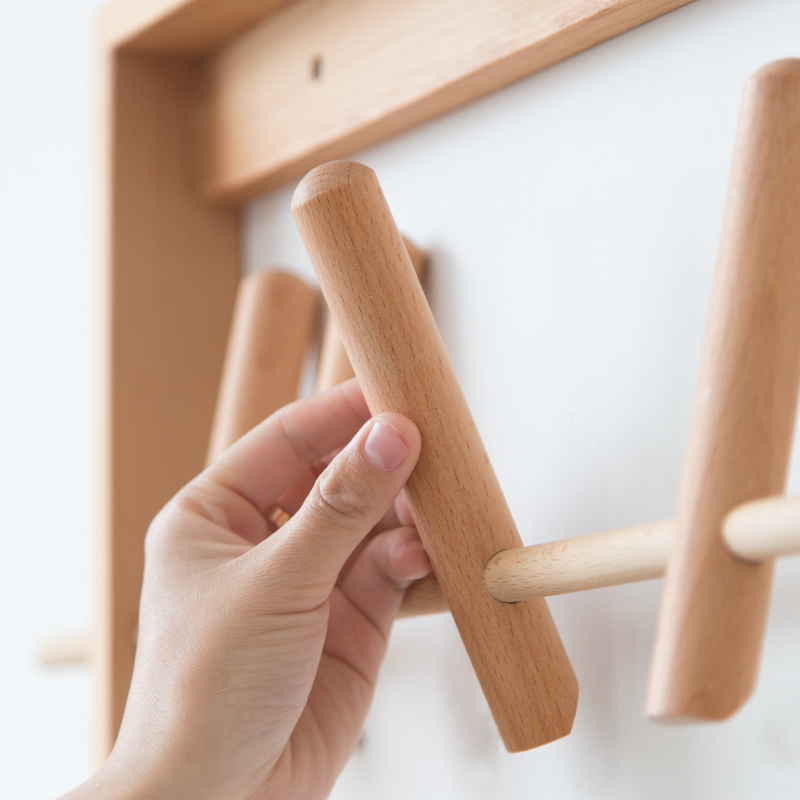 入户壁挂式衣帽架实木玄关墙上带框挂衣钩进门挂衣架创意木质挂钩