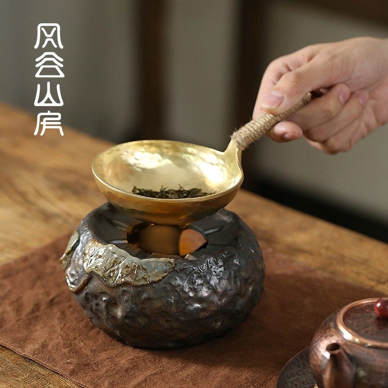 复古烤茶器橘子炒茶煮茶温茶炉加热茶叶茶炉蜡烛底座提香器烤茶炉