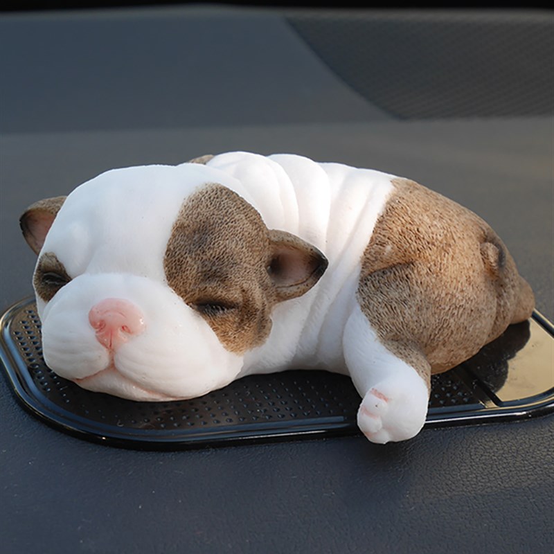 可爱动物汽车摆件树脂模型仿真睡狗创意玩偶公仔汽车内饰摆件桌面