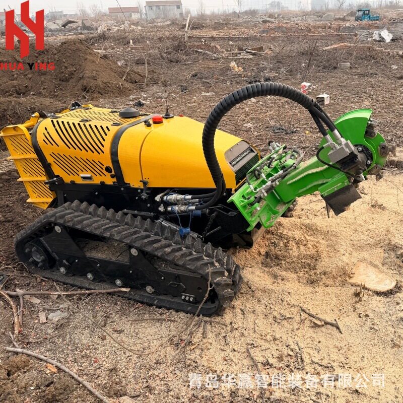 遥控树桩研磨机打磨粉碎可更换属具扫雪割草履带式拓荒林地清理