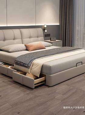 法式奶油风床皮现代简约轻床FBL床储物多功能主卧大床双人婚奢床