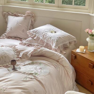 公主风丝四件套纯棉全棉CGL58-TH01式0s蕾长绒棉法裙边高档被套床