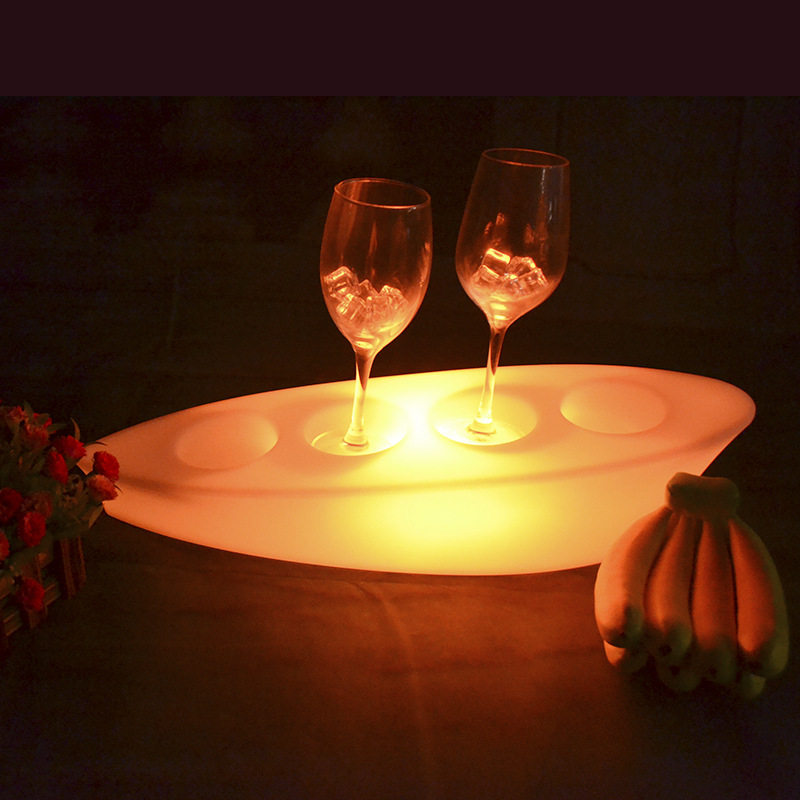 酷擎LED船形酒架LED七彩发光红酒酒具塑料发光充电酒吧酒托盘冰镇