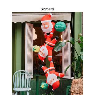 诞节耶装 饰品外充气爬墙圣圣诞老人户诞门头氛围挂饰场景577布置
