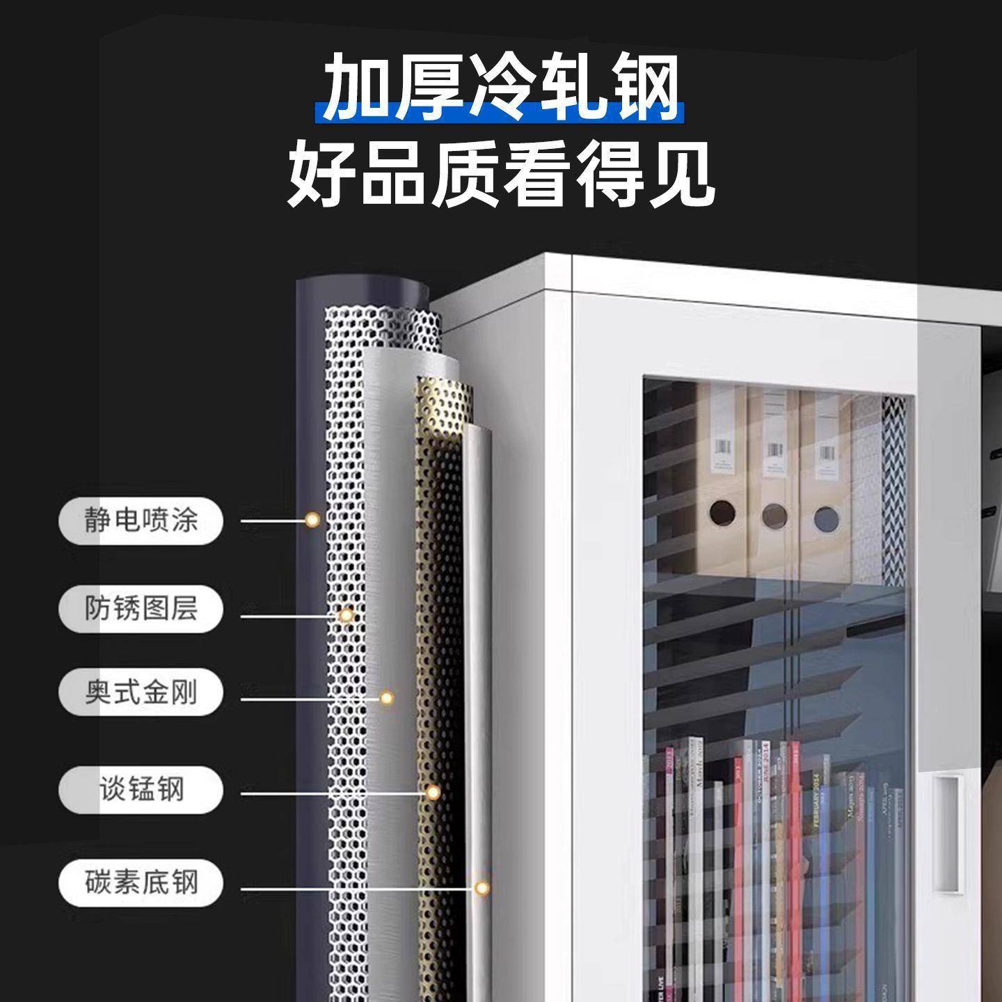 钢制公室铁皮文件柜财柜务资料档RHA案柜带锁凭证柜抽屉矮柜办储