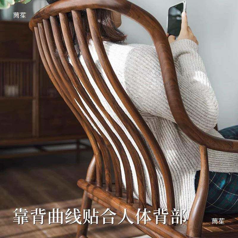 中式实木摇摇椅老榆木单闲人躺椅小型J27388台新阳客厅休实木家用