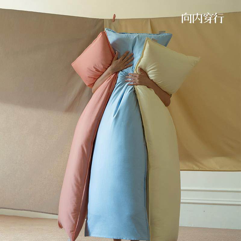 VPR向内穿双人长枕头不塌陷带枕套一体垫靠抱枕芯纯棉F78S5M5H.行